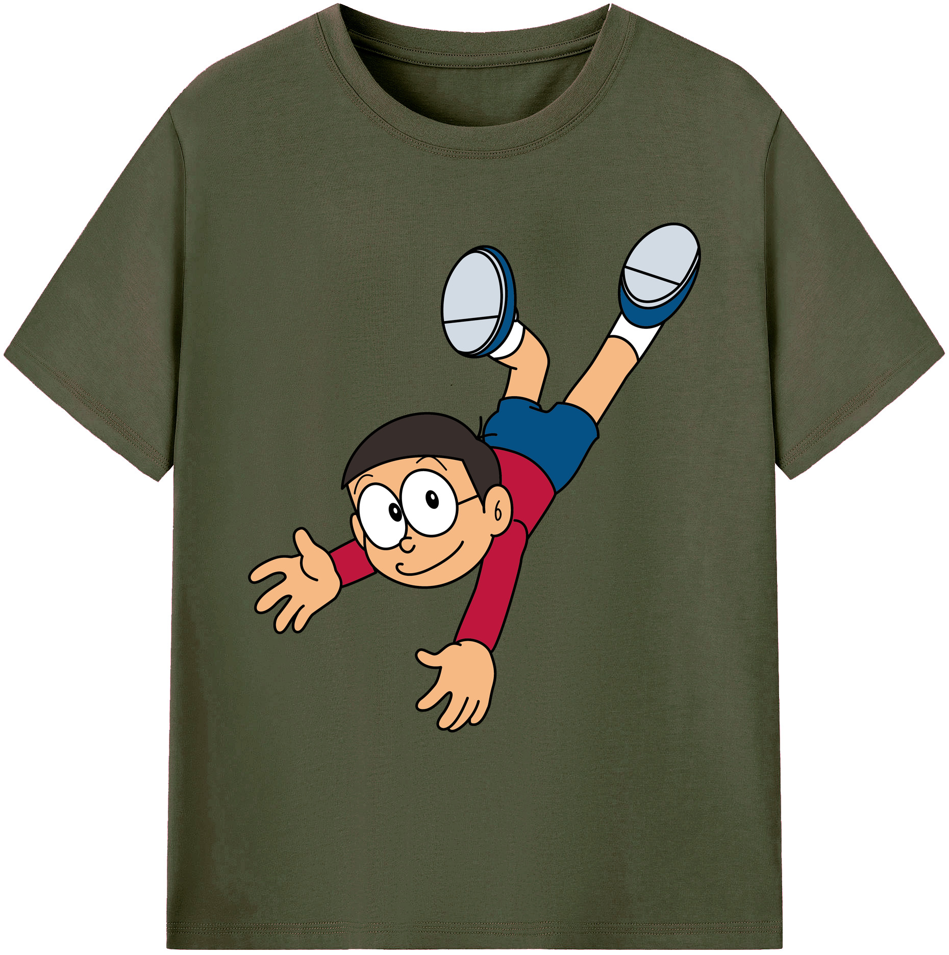 （画像用） ドラえもん 野比 のび太 Doraemon Nobita Nobi 綿100％ メンズ半袖Tシャツ｜肌触りやわらか＆通気性